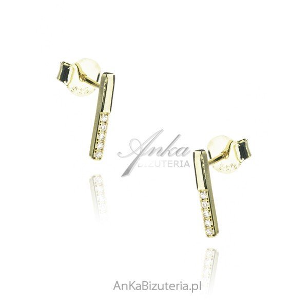 ankabizuteria.pl Kolczyki srebrne pozłacane PAŁECZKI z cyrkoniami