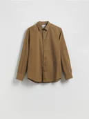 Koszule męskie - Reserved - Bawełniana koszula regular fit - ciemnozielony - miniaturka - grafika 1