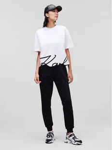 KARL LAGERFELD T-Shirt Signature Hem 226W1703 Biały Relaxed Fit - Koszulki i topy damskie - miniaturka - grafika 1