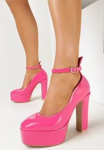 Fuksjowe Lakierowane Czółenka na Wysokim Obcasie i Platformie Erilyn - Czółenka - miniaturka - grafika 1