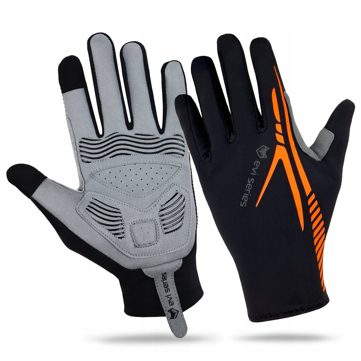 RĘKAWICZKI ROWEROWE DOTYKOWE SPORTOWE DŁUGIE ŻELOWE BIEGANIA ODBLASK L/XL