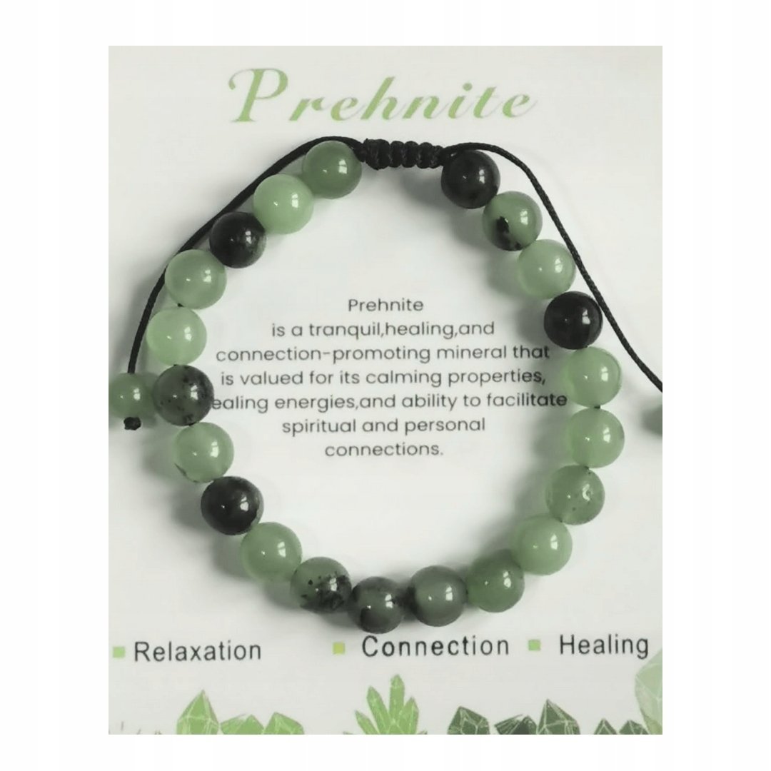 Bransoletka z Kamienia Naturalnego Prehnit - Regulowana Amulet Spokoju