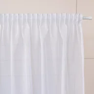 Firany - Gotowa firana na taśmie marszczącej, z białej błyszczącej przędzy o strukturze płótna, Nala, 140x250 cm - miniaturka - grafika 1