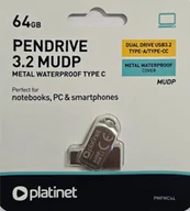 Pendrive - Pendrive Platinet PLATINET PENDRIVE USB 3.2 + USB-C 64GB METAL UDP WATERPROOF [45971] - miniaturka - grafika 1
