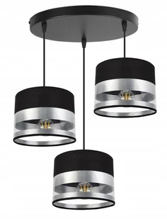 Lampa Sufitowa Wisząca Żyrandol Potrójna Abażur Chrom Srebrny Glamour - Lampy sufitowe - miniaturka - grafika 1