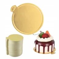 Dodatki do ciast w proszku - Podkład pod tort złoty okrągły monoporcje podkładka bankietówka 8cm 100 szt - miniaturka - grafika 1