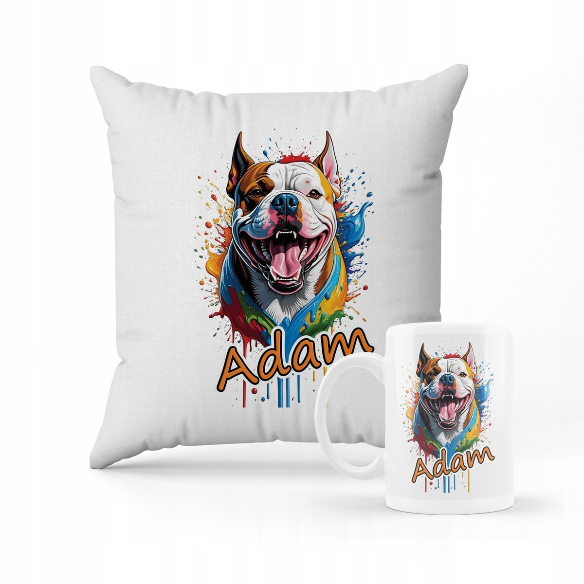 ZESTAW PODUSZKA + KUBEK Pitbull + IMIĘ