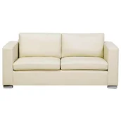 Sofy i kanapy - Beliani Sofa 3-osobowa ekoskóra beżowa HELSINKI 13170 - miniaturka - grafika 1