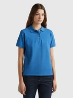 Koszulki i topy damskie - Benetton Koszulka polo w kolorze niebieskim - miniaturka - grafika 1
