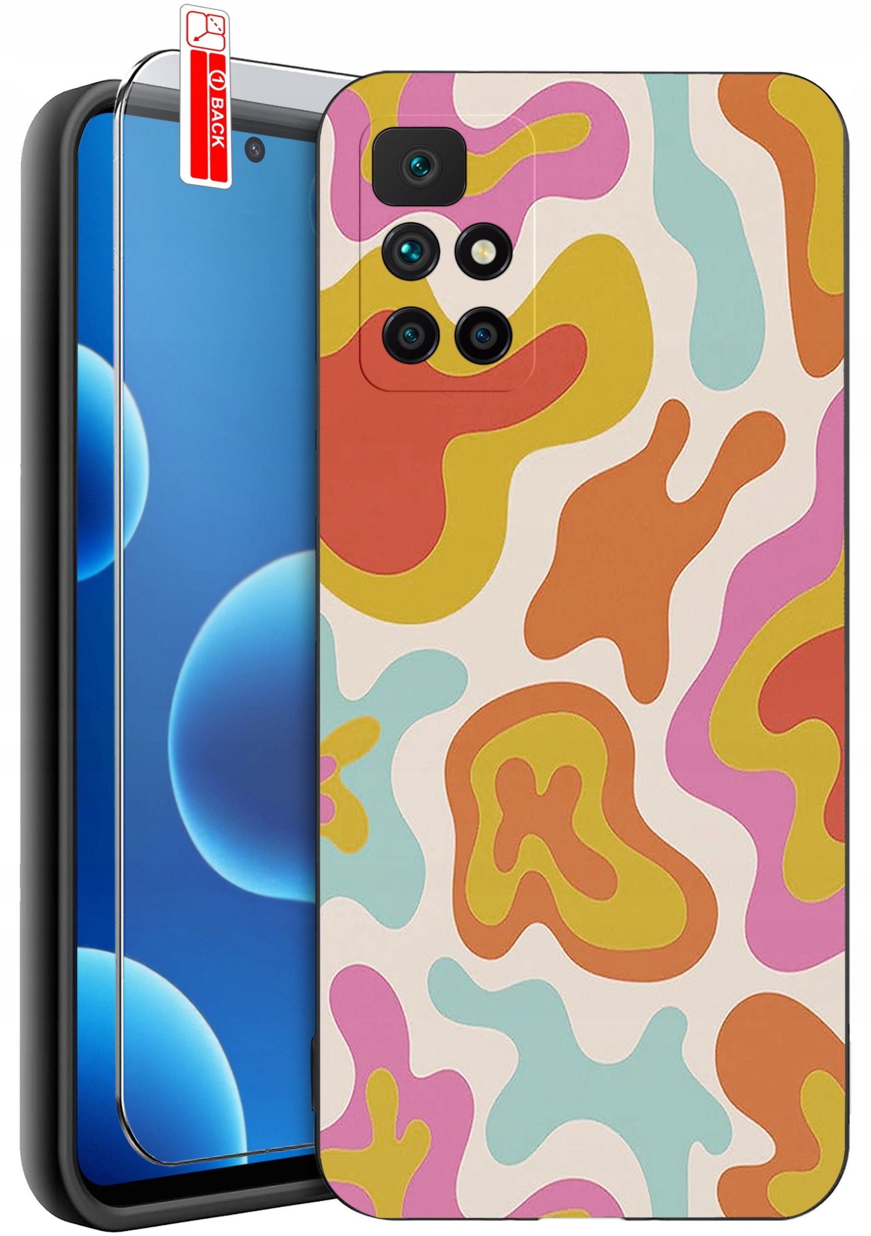 krainaGSM Etui Do Xiaomi Redmi 10 Wzory Silikonowe Matt Case + Szkło 9H