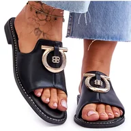 Klapki i japonki damskie - Klapki Skórzane Comfort Shoes S.Barski KV-2775-32 Czarne - miniaturka - grafika 1