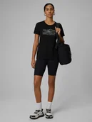 Spodenki damskie - 4F Legginsy kolarki z prążkowanej dzianiny damskie - czarne XXL - miniaturka - grafika 1