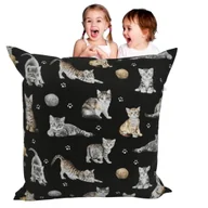 Pościel dla dzieci - Poszewka Dziecięca 40x40 Bawełniana JAŚ Kotki Łapki Czarne - miniaturka - grafika 1