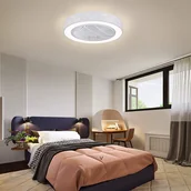 Wentylatory sufitowe - wentylator sufitowy LED 48W z oświetleniem i pilotem, 23-calowa nowoczesna cicha lampa wentylatora, lampa sufitowa LED wentylatora, ściemniana prędkość wiatru, regulowana temperatura barwowa - miniaturka - grafika 1