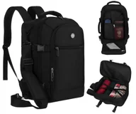 Torebki damskie - Plecak podróżny bagaż kabinowy podręczny 40x20x25 do samolotu torba podróżna z paskiem na ramię Peterson czarna - miniaturka - grafika 1