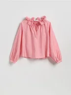 Bluzki damskie - Reserved - Bluzka z lyocellem - pastelowy róż - miniaturka - grafika 1