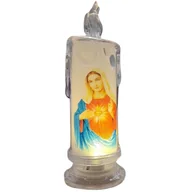 Lampiony i znicze - Znicz Led 18,5 Cm Matka Boska Z Sercem Świeca Świeczka Przenośna Baterie - miniaturka - grafika 1