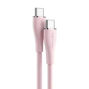 Kabel USB-C 2.0 do USB-C Vention TAWPF 1m, PD 100W,  różowy silikonowy - Kable - miniaturka - grafika 1