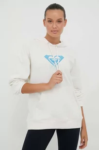 Roxy bluza x Lisa Andersen damska kolor beżowy z kapturem z nadrukiem - Bluzy damskie - miniaturka - grafika 1