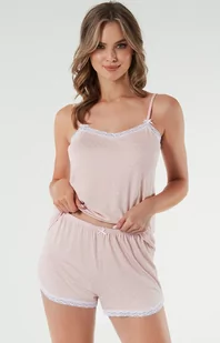 Piżama damska na wąskie ramiączko i krótkie spodnie różowa Puntini, Kolor róż pudrowy-wzór, Rozmiar S, Italian Fashion - Intymna - Piżamy damskie - miniaturka - grafika 1