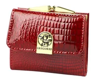 Portfele - Portfel Damski Skórzany GREGORIO Skóra Licowa Lakierowany Mały Z Klamrą RFID GF-126 CZERWONY 9.5 x 8 x 2.5 [cm] - miniaturka - grafika 1