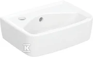 Umywalki - Umywalka kompaktowa Rekord - kształt geometryczny, krótka, B35 cm, H15 cm, T25 cm, z otworem na baterię z lewej strony, z przelewem - miniaturka - grafika 1