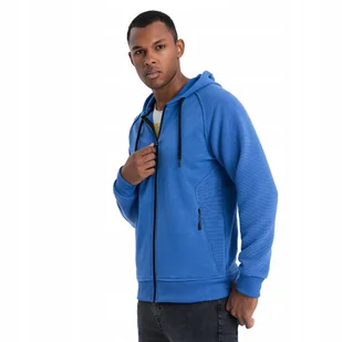 Bluza męska rozpinana z kapturem niebieska V8 OM-SSZP-0124 S - Bluzy męskie - miniaturka - grafika 1