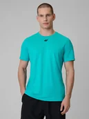 Koszulki sportowe męskie - 4F Koszulka treningowa regular szybkoschnąca męska - turkusowa XXL - miniaturka - grafika 1