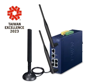 PLANET Industrial 5-Port GE LoRaWAN WLAN Gateway LCG-300W-EU gateway/kontroler LCG-300W-EU - Pozostałe akcesoria sieciowe - miniaturka - grafika 1