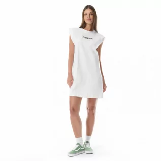 Koszulki sportowe damskie - Damska sukienka shirtowa Guess Athena Jersey Dress - biała - GUESS - grafika 1