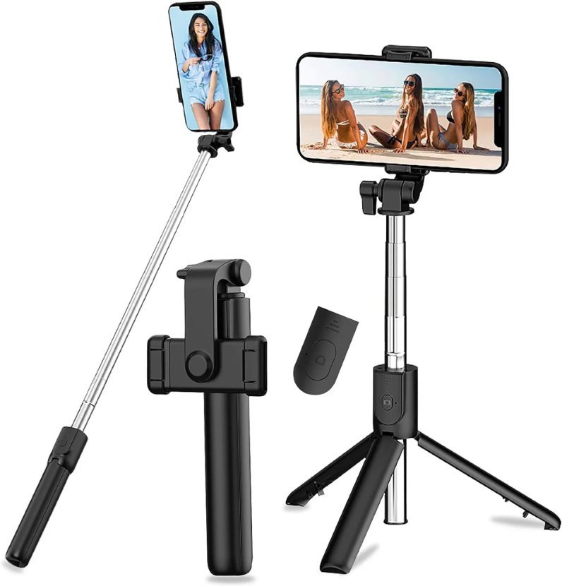 Selfie-stick Tripod Kijek, statyw do telefonu do robienia zdjęć PSI-F120-Czarny