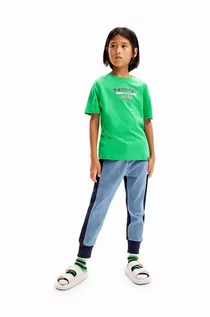 Koszulki dla chłopców - Desigual t-shirt bawełniany dziecięcy kolor zielony z nadrukiem - grafika 1