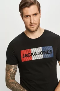 Koszulki męskie - Jack & Jones T-shirt bawełniany kolor czarny z nadrukiem - grafika 1