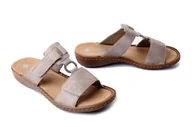 Klapki i japonki damskie - RIEKER 60885-62 beige, klapki damskie - Rieker - miniaturka - grafika 1