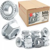 Śruby i nakrętki - Nakrętka kołnierzowa M6 DIN 6923 ząbkowana ocynk ocynkowana 5kg - miniaturka - grafika 1