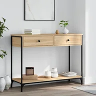 Konsole i sekretarzyki - Stolik konsolowy, dąb sonoma, 100x34,5x75 cm Lumarko! - miniaturka - grafika 1
