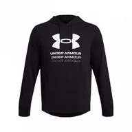 Bluzy dla chłopców - Chłopięca bluza dresowa nierozpinana z kapturem Under Armour UA Boys Rival Terry Hoodie - czarna - miniaturka - grafika 1