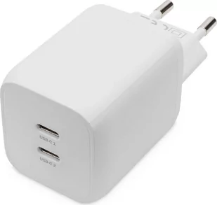 Ładowarka sieciowa, zasilacz GaN 2x USB-C PD 3.0 max. 65W, Biała - Ładowarki do telefonów - miniaturka - grafika 1