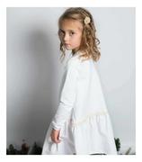 Sukienki i spódniczki dla dziewczynek - biała dresowa sukienka z falbanką koronką dla dziewczynki 122 / Royal Baby Shop - miniaturka - grafika 1