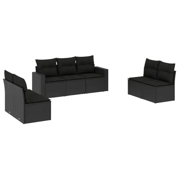 Zestaw wypoczynkowy rattan PE 14-el. czarny 55x62x69 cm