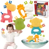 Zabawki sensoryczne - GRYZACZKI GRZECHOTKI DLA NIEMOWLĄT NA ZĄBKOWANIE USPOKAJAJĄCY ZESTAW 4 SZT - miniaturka - grafika 1