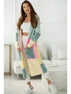 Swetry damskie - DŁUGI SWETER KARDIGAN SARRA POLSKI PRODUCENT J&K PREMIUM -  MIĘTOWY - miniaturka - grafika 1