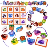 Zabawy w naśladowanie dorosłych - Klocki koraliki zwierzątka do nawlekania puzzle kształty 25 ele ZA4688 - miniaturka - grafika 1