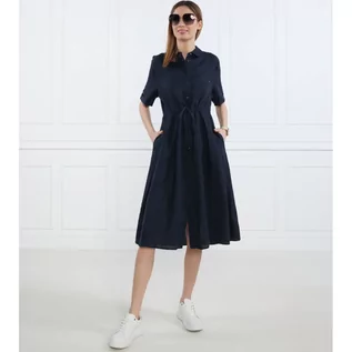 Sukienki - Tommy Hilfiger Lniana sukienka LINEN MIDI DRESS SS - grafika 1