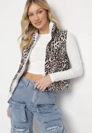 Kamizelki damskie - Biała Dwustronna Kamizelka Pikowana ze Ściągaczami Kiterta - miniaturka - grafika 1