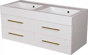 Szafka wisząca biały mat z umywalką dwie komory 120cm Belli Gold Gante - Szafki łazienkowe - miniaturka - grafika 1