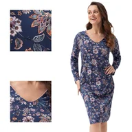 Bielizna nocna - Koszula damska LUNA kod 275 granatowa paisley kwiaty  3XL - miniaturka - grafika 1