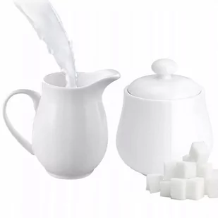 Cukiernica i mlecznik zestaw 2 el porcelana Bianco - Cukiernice - miniaturka - grafika 1