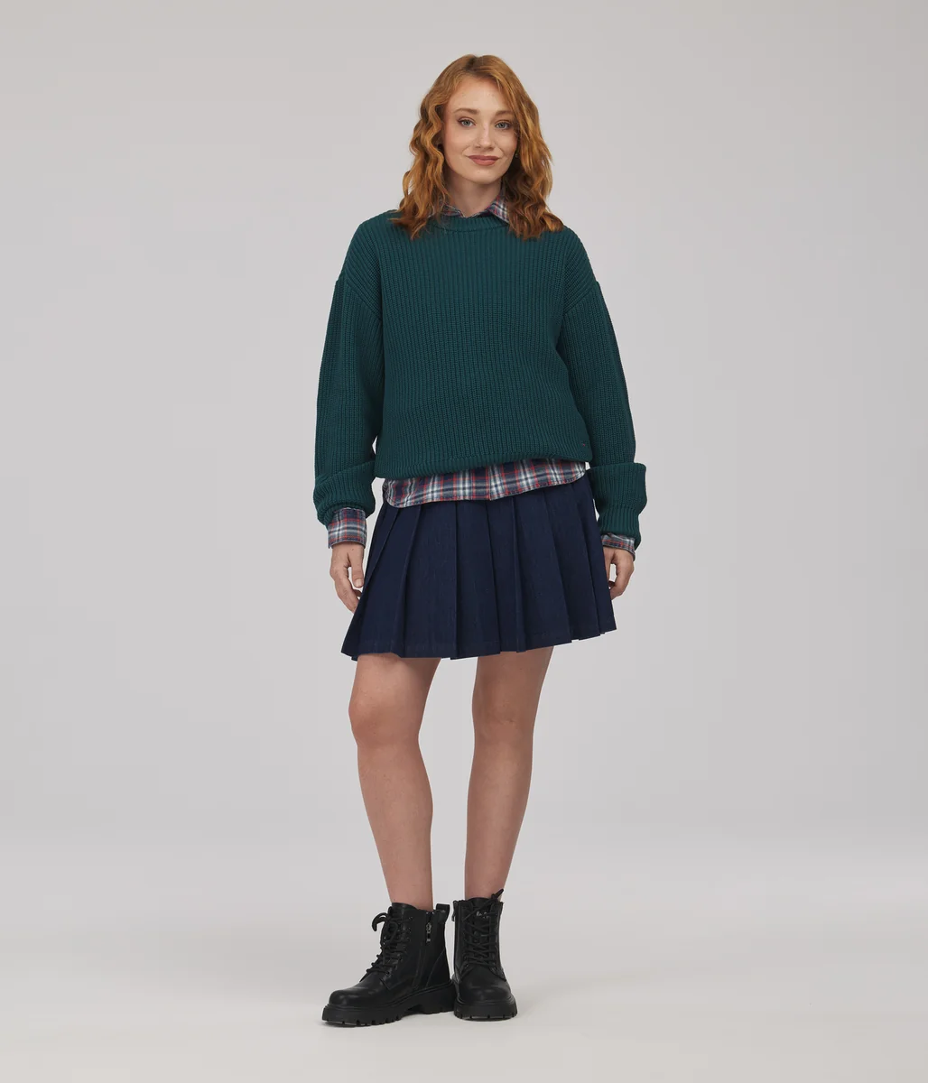 Sweter damski z bawełny organicznej YANA ORGANIC DEEP TEAL-M