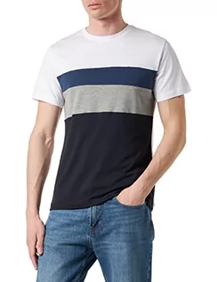 Koszulki męskie - Geox Męski T-shirt, Opticalwhite/Kwiatowy, S, OpticalWhite/Bluenig, S - grafika 1